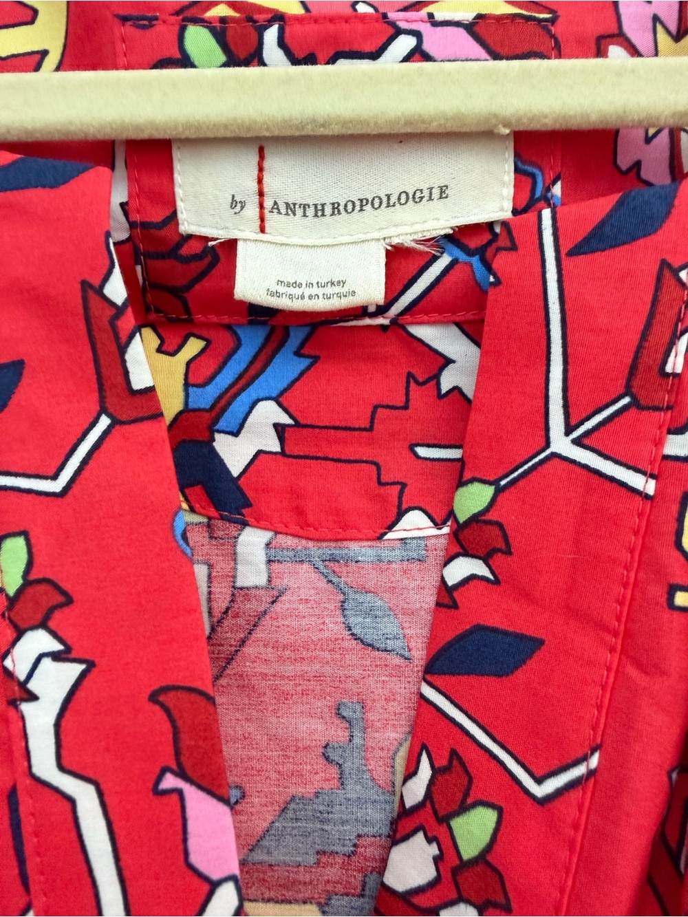 Anthropologie Maeve Somerset Maxi in Red Geo Floral Print Cotton Dress, Size Med - Picture 6 of 9